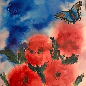 Original Watercolor 16x20 The Ladybugs